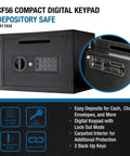 Digital Depository Safe For Cash And Mail Front Load Drop Box With Multi User PIN Lock Steel Construction Anti Pry Hinges Backup Keys