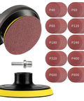 4 Inch Angle Grinder Sanding Discs Kit With Cushion Pads And Backing Pad, 100 Piece Adhesive Sandpaper Discs 40 To 800 Grit, Includes Drill Adapter