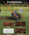 Heavy Duty Compost And Seed Spreader 24 Inch Wide Peat Moss Spreader with T Shaped Handle spreading soil on lawn