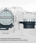 Beefed-Up Mass Air Flow Sensor MAF Replacement dimensions for GM Trucks and SUVs including Chevrolet Silverado, 1999-2007 V8 engines.