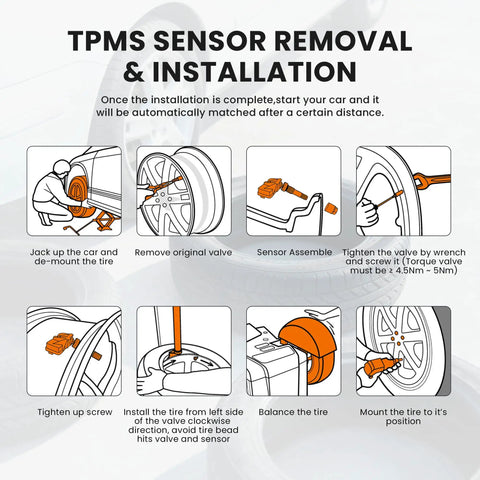 Set Of 4 433MHz TPMS Sensors Replacement Tire Pressure Monitoring System Compatible With Jeep Wrangler JK Dodge Ram 1500 2500 CV Challenger Charger Durango Grand Caravan Journey And More installation guide