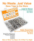 YoSpciaNe 445pc stainless steel split lock washer kit in a plastic case; M3–M12 sizes for screws and bolts