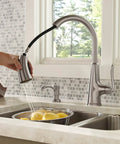 Kitchen Pull Down Hose Replacement For F5297PD Pasadena Faucet, flexible sprayer showing water flow over lemons in sink