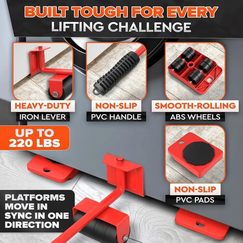 Haul Heavy Gear With Ease Use This Durable Furniture Lifter Tool Set Featuring Smooth Gliding Wheels And Sliders for moving heavy items.