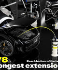 Garage Ready 6.5 Liter Manual And Pneumatic Oil Fluid Extractor Pump With Complete Accessory Kit showing 78 inch extension for fluid extraction.