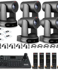 Built Different Five Pack Of 4K PtZ Cameras Featuring Smooth 30X Optical Zoom And Intelligent Auto Tracking Plus A Heavy Duty Joystick Controller.
