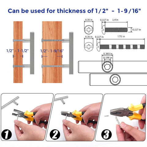Installation guide for 30 Pack Brushed Nickel Square Cabinet Pulls 5 Inch Overall Length With 3 Inch Center Mount Half Inch Width 35mm Projection