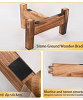Old School Stone Grain Mill Hand Grinder wooden bracket with anti-slip stickers and mortise and tenon structure detail.