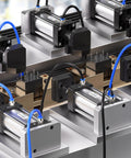 Industrial machine setup with Rugged Black Nylon Pneumatic Air Tubing Kit, half inch outer diameter, in a manufacturing line.