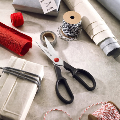 Twin L Kitchen Shears With Built-In Rotary Opener, 7-Inch Stainless Steel Blades, Lightweight Ergonomic Handles, Dishwasher Safe But Hand Wash Recommended, Go-To For Food Prep, Poultry, Seafood, And Craft Tasks on gift wrap