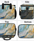 Insulated Picnic Backpack Lunch Box For Women And Men Portable Go To Cooler Tote showing front, side, top, and bottom views