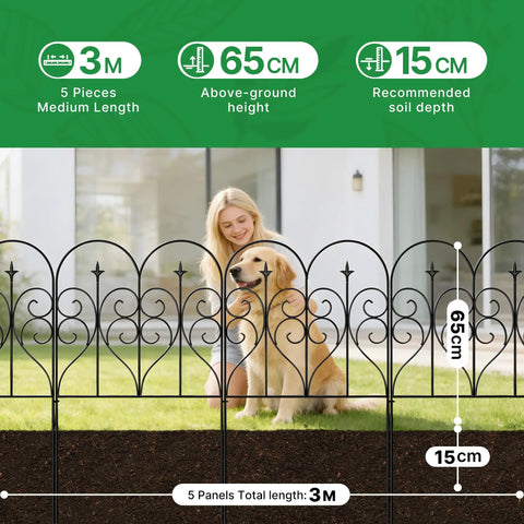 Heavy Duty Metal Fence Panels Set 32 Inch High By 10 Feet Long Five Panels No Digging Outdoor Dog Fence and Animal Barrier