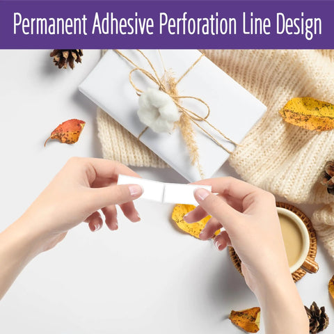 Hands using 600 Pack White Rectangular Stickers Roll Blank Write On Labels Self Adhesive for gift wrapping