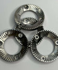 40mm Flat Burr Blade For Electric Espresso Grinders Replacement Part In Stainless Steel For Pro Grade Precise Consistent Coffee Grinding Durability And Easy Maintenance Flat Wheel Burr Milling Accessory For Home Barista Use; three stainless steel flat burr blades on a white background.