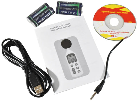 Pro Grade Decibel Meter With 30 To 130 dBA Sound Level Range, SPL Reader And Data Logger For Windows, 4700 Data Point Storage accessories