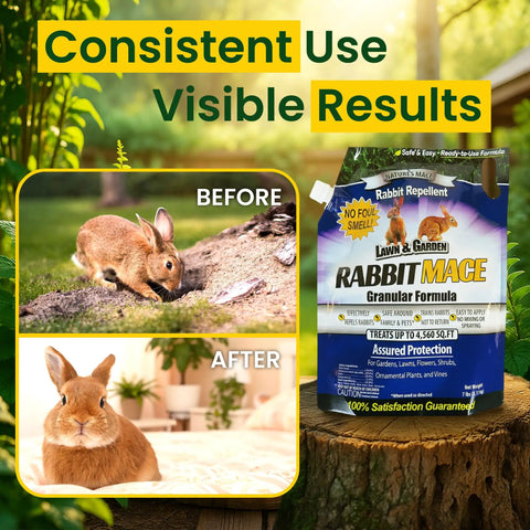 Rabbit Granules For Gardens And Lawns, All Season Rabbit Repellent For Farms And Landscapes, Covers Up To 4,560 Sq Ft, 7 lb bag