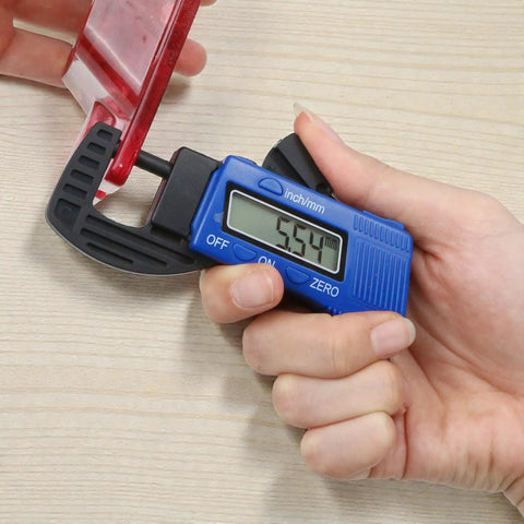 Digital Thickness Gauge Micrometer With Portable Rugged Build And Quick Inch Metric Switching Gives Bullseye Readings On A Sharp Screen For Mechanics Machinists And Shop Crew Measuring Paper Film Leather Items Without Batteries Required