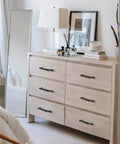 Six Piece Tree Branch Cabinet Handles Set In Black Twig Style Drawer Pulls on a light wooden dresser for modern furniture