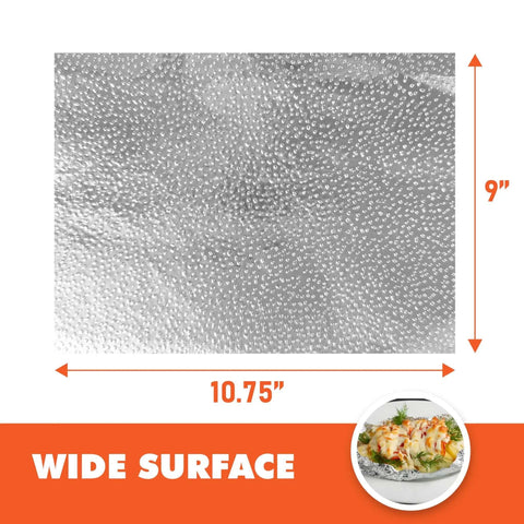Pre Cut Aluminum Foil Sheets 9 by 10.75 Inch Pop Up Deli Foil Wraps, wide foil surface for food prep and deli use.