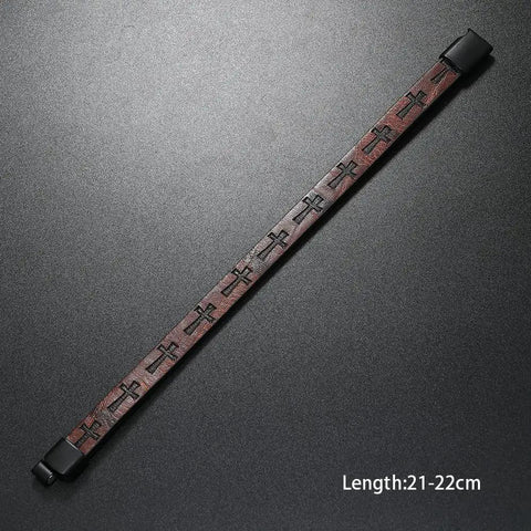 Premium Cross Woven Leather Bracelet Giving Sick Drip And Bold Flex, features a brown cross woven design and adjustable buckle.
