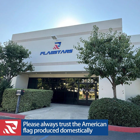 Front view of Flagstars building with trust message; Built Tough Durable Nylon Outdoor Flag 3x5 Ft Waterproof Embroidered All Weather