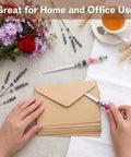 16 Piece Beadable Letter Opener Blanks In Stainless Steel For DIY Crafting And Envelope Slitting With Beading Holes, held by hands