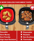 2 Pack 8.5 Inch Square Air Fryer Silicone Liners Reusable Nonstick Heat Resistant Easy Clean Air Fryer Accessories That Fit 4 To 7 Qt Durable Oven Safe Liners So You Can Save Bucks And Cut Waste comparison with parchment paper