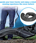 Heavy Duty Lawn Vacuum Replacement Hose for Mow-N-Vac and Chip-N-Vac Riding Mowers in use, showing flexible design
