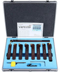 Accusize 3/4 in shank 9-piece indexable turning and boring tool set with TiN-coated inserts in a metal case