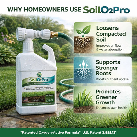 Liquid Soil Aerator And Oxygen Active Biostimulant To Revitalize Hard Compacted Clay Soil 32 Oz Hose End Sprayer No Mixing