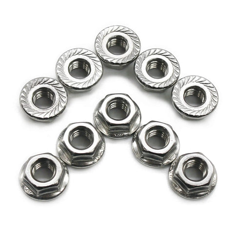 Din 6923 Serrated Hex Flange Nut Made From Tough As Nails 18 8 Stainless Steel 304 With Bright Finish Delivers Bomb Proof Anti Vibration Grip And Rock Solid Self Locking Action Stays Put Under Heavy Pressure No Matter What