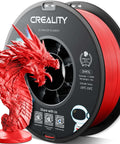 Red PETG 3D Printer Filament 1.75mm 1kg Pro Grade Tough Moistureproof Odorless Flow for high precision prints next to red dragon model