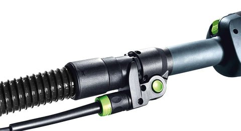 Close-up of Planex LHS E 225 EQ Drywall Sander With Direct Drive Brushless EC TEC Motor showing handle and connection details.