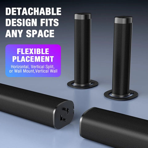 Powerful 100W Sound Bar You Can Split Into Two Towers For Real Movie Night With Bluetooth 5.3 ARC Optical And AUX Detachable