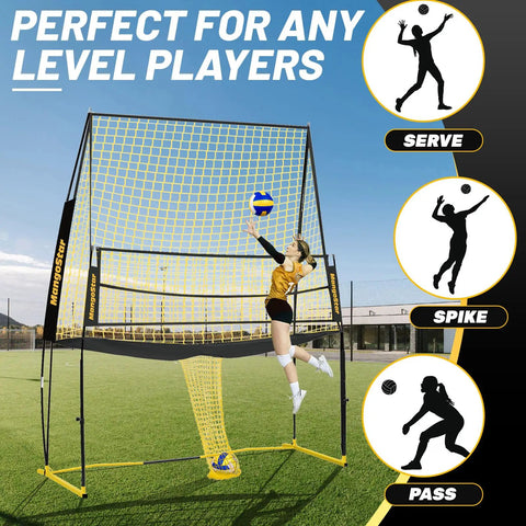 Adjustable Volleyball Net System For Backyard Practice With Freely Height-Adjustable From 6.5 To 8 Feet, Quick Release Height Lock