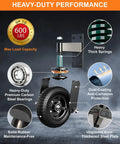 6 Inch Heavy Duty Gate Wheel With Beefed-Up Spring Loaded Support And 600 Lb Capacity, showing components and materials.