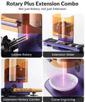 Lumos Portable Laser Engraver With 3W IR And 10W Diode Built In 50MP Camera For Color Marking On Metal showing rotary extension combo