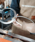 Hella Durable Double Ended Bowl Calipers Stainless Steel Woodworking Measuring Tool for Inner Outer Diameter and Wall Thickness Gauge, held against a turned vessel.