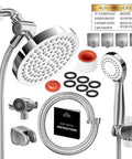High Power Rain Shower Head With Handheld Combo 6 Inch Rainfall Head Plus 70 Inch Hose, Adjustable Swivel, Anti Leak Nozzles, Three Settings