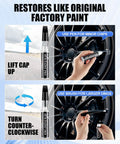 Slick Gloss Black Rim Repair Kit For Universal Alloy Wheels Quick Curb Rash And Scratch Touch Up Pen No Sweat Three Step Wheel Paint Fix. Instructions on using pen and brush.
