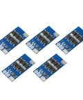 Five Piece Pro Kit 1S 25Amp 3.2V LiFePO4 Battery Protection PCB showing five blue protection boards designed for 18650 builds.