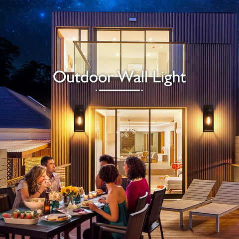 All Weather Outdoor Wall Mount Light Fixture With Glass Shade, Waterproof Exterior Lantern on modern house wall