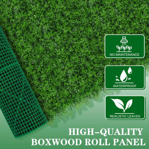 Ultra Dense Realistic Boxwood Hedge Wall Panels 40x120 Inches Covering 33.33 Sq Ft UV Protected Artificial Grass Backdrop