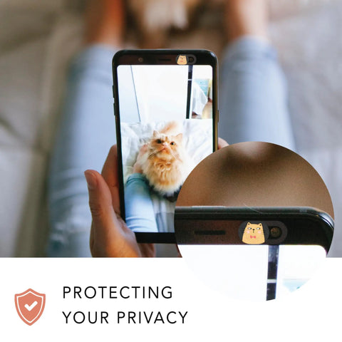 Slick Little Webcam Cover Slide For Laptops And Macbooks Featuring Adorable Cat Vibes on smartphone protecting privacy.