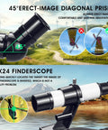 5x24 finderscope on High Powered 90mm Aperture 800mm Refractor Telescope For Astronomy Beginners And Adults with diagram