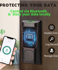 Smartphone app unlocking Keyless Entry Door Lock No Key Fumbles With Fingerprint And Keypad Bluetooth Smart Deadbolt for front door.