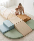 Toddler Tested Indoor Play Arena Featuring Super Soft Foam Climb Blocks Reconfigurable Crawl Tunnel Triangles And Steps Rock Solid Setup For Growing Little Legends with a mother and child.