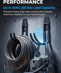Built Like A Tank 2 Pack EV Charger Holder Wall Mount, Heavy Duty Steel Cable Organizer J Hook with cables on wall.