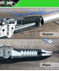 Close-up of Heavy Duty 6 In 1 Wire Stripper, Crimping Tool And Cutter Pliers with six stripping holes on cable