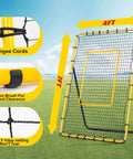 Volleyball Rebounder Net 7x4 Ft With Five Angle Adjustments for outdoor or backyard training, showing rebounder features and size.